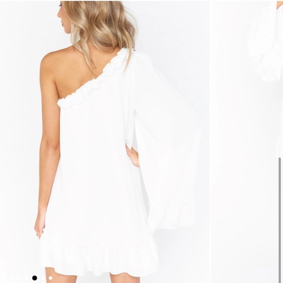 NWT Show Me Your MUMU Wonder Mini Dress / White mini dress with one shoulder - Picture 2 of 7